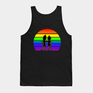 Rainbow Sunset with Luca and Alberto - Cartoon Black Tank Top